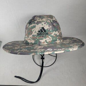 Adidas Golf Green Camo Wide-Brim Hat UV Protection Size S/M